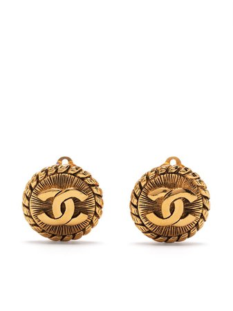 Chanel Pre-Owned 1980s CC button clip-on earrings - FARFETCH