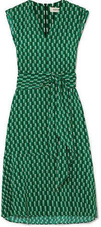 Cefinn - Matilda Belted Printed Crepe Midi Dress - Emerald