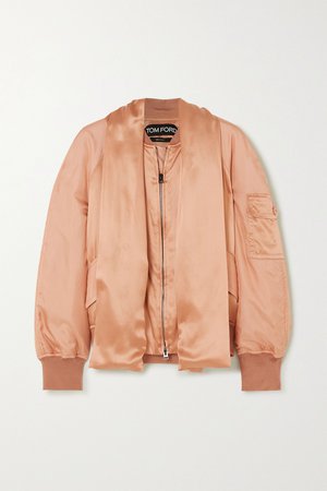 Peach Draped silk-satin bomber jacket | TOM FORD | NET-A-PORTER