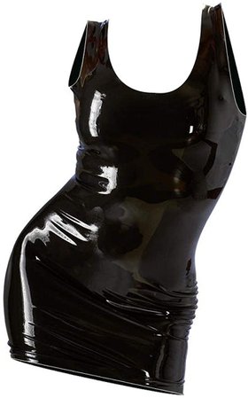 *clipped by @luci-her* Female Latex Rubber Tight Fitting Fetish Sleeveless Dress
