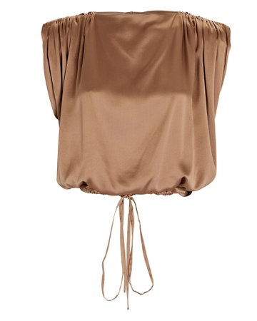 The Sei Draped Shoulder Silk Crop Top | INTERMIX®