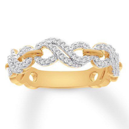 Jareds Diamond Yellow Gold Knot Ring