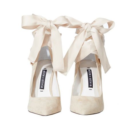 beige pink shoes with bows