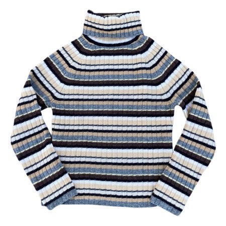 brown striped turtleneck sweater 🤎✨ size medium 💘DM... - Depop