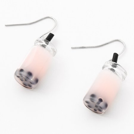 Silver 1" Bubble Tea Drop Earrings | Claire's US
