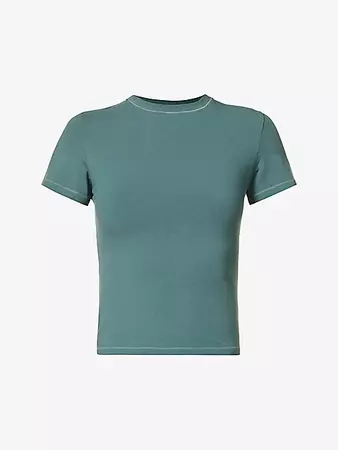 SKIMS - Round-neck fitted stretch-cotton T-shirt | Selfridges.com