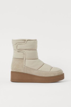 Warm-lined Boots - Beige