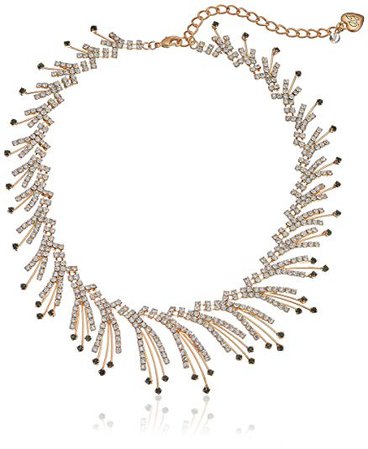 Betsey Johnson "Angels & Wings" Crystal Spray Collar Necklace, 14" + 4" Extender: Clothing