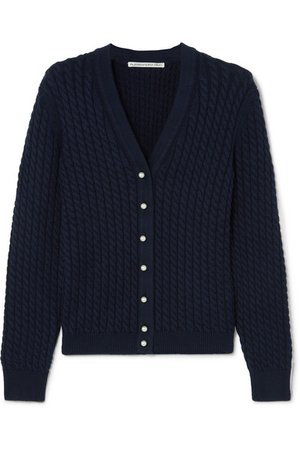 Alessandra Rich | Cable-knit cotton-blend cardigan | NET-A-PORTER.COM