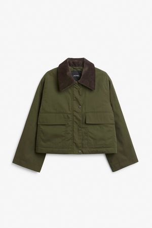 Corduroy collar jacket - Dark Green - Monki WW