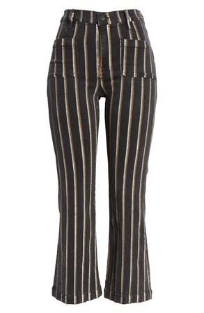 FRAME Le Bardot High Waist Crop Flare Jeans (Noir Multi Stripe) | Nordstrom