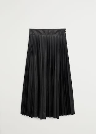 Pleated midi skirt - Women | Mango USA black