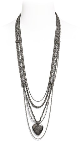 Long necklace, metal, ruthenium and silver - CHANEL