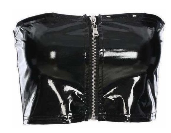 Faux Leather Zip Tube Top
