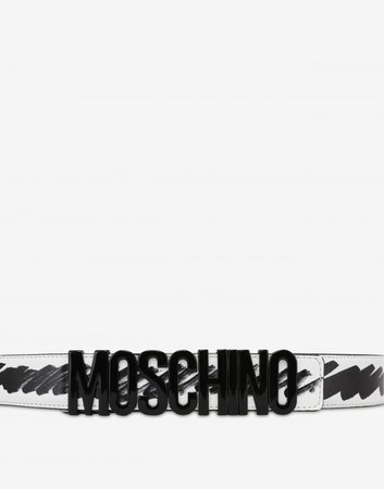 Belt with Lettering logo and Brushstroke print | Moschino Shop Online
