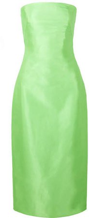 brandon maxwell Strapless Satin-gazar Midi Dress - Lime green