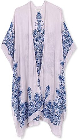 Moss Rose Women's Beach Cover up Swimsuit Kimono Cardigan with Bohemian Floral Print at Amazon Women’s Clothing store