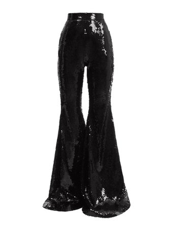 Black sequence bell bottom pants