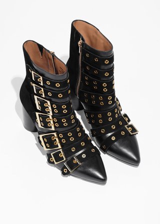 Multi Buckle Ankle Boots - Black - Ankleboots - & Other Stories