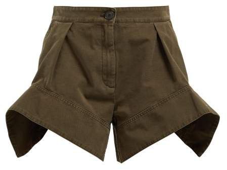 Curved Hem Cotton Chino Shorts - Womens - Khaki