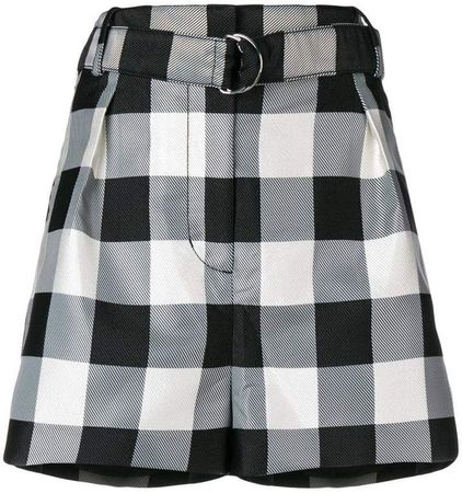 belted check shorts