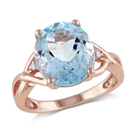 Gemstone Jewelry - 0.01 CT Diamond And 5 1/2 CT Blue Topaz Sky Pink Silver Ring - December - Discounts for Veterans, VA employees and their families! | Veterans Canteen Service