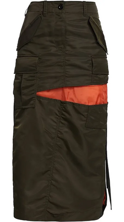 brown cargo long skirt