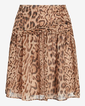 Leopard Print Ruching Detail Mini Skirt | Express