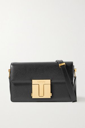 001 Medium Leather Shoulder Bag - Black