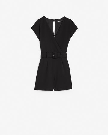 Belted Wrap Front Romper | Express