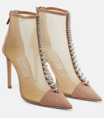 Jimmy Choo - Bing 100 mesh and suede ankle boots | Mytheresa