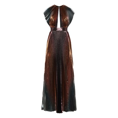 Rainbow metallic lame pleated gown | LuisaWorld