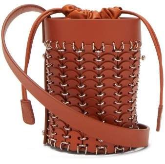Mini Link Embellished Woven Leather Bucket Bag - Womens - Tan