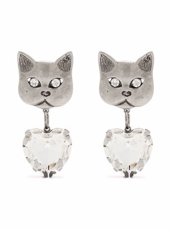 Alessandra Rich crystal cat earrings - FARFETCH