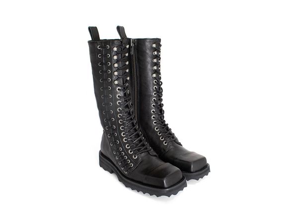 Alonso - Black | Tall lace-up boot with zipper | Fluevog Shoes