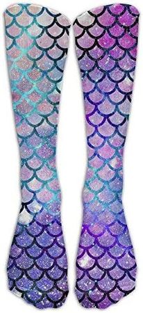 Amazon.com: FUNINDIY Mermaid Scales Galaxy Crazy Socks for Women Football Compression Socks Crew Socks Funny Socks Long Socks for Running Athletic Travel Work : Clothing, Shoes & Jewelry