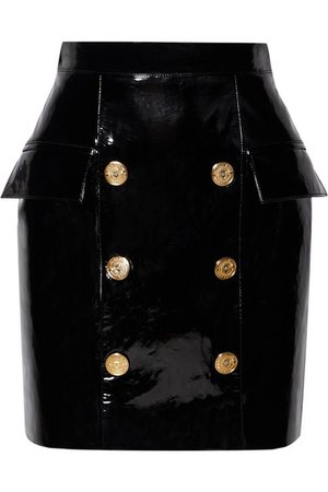 Balmain | Button-embellished patent-leather mini skirt | NET-A-PORTER.COM