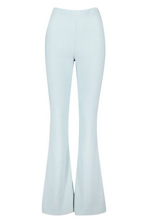 Recycled Rib Fit & Flare Trouser | boohoo