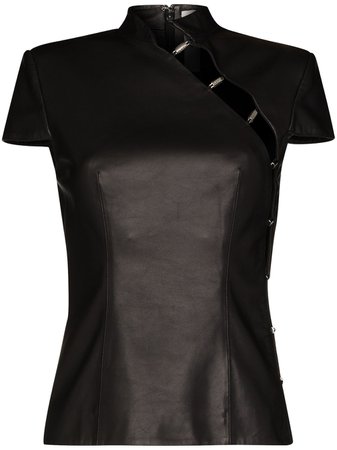 Shop 032c Qipao cut-out leather top with Express Delivery - FARFETCH