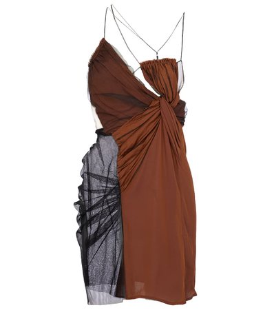 Nensi Dojaka - Silk and mesh minidress | Mytheresa