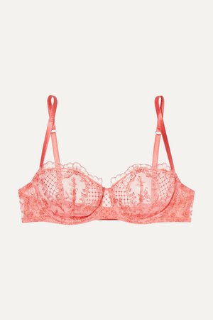 I.D. SARRIERI Satin and embroidered tulle underwired half-cup bra