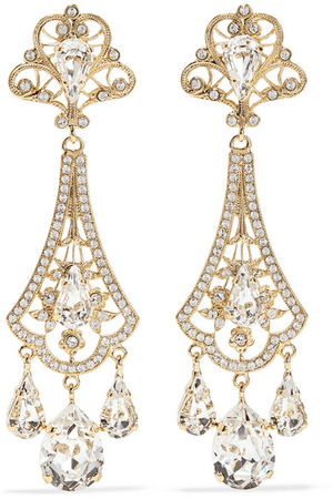 Dolce & Gabbana Gold-Tone Crystal Clip Earrings | ModeSens
