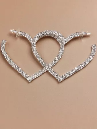 Rhinestone Heart Design Hoop Earrings | SHEIN USA