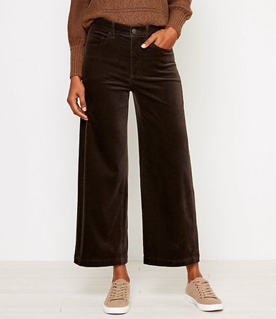 Petite High Rise Velvet Wide Leg Crop Jeans in Washed Blackberry