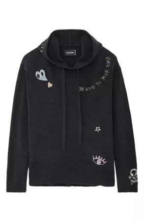 Zadig & Voltaire Marky Embroidered Detail Cashmere Hoodie | Nordstrom