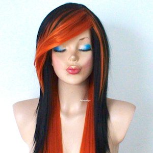 Orange and Black Emo Hair