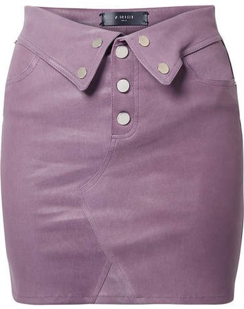 Fold-over Leather Mini Skirt - Grape