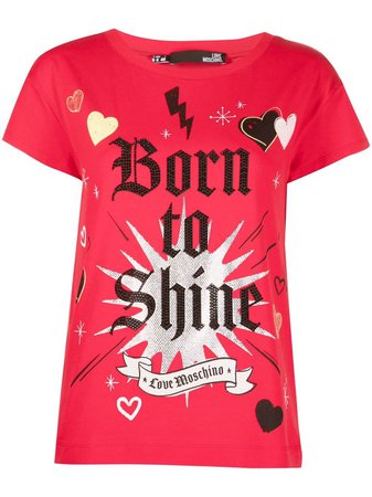 Love Moschino slogan-print short-sleeve T-shirt - Farfetch