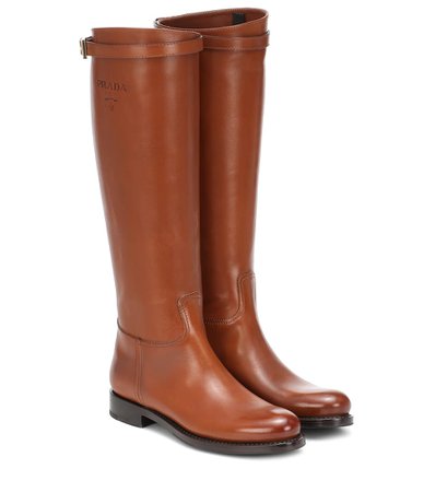 Prada - Leather Knee-High Boots | Prada - Mytheresa