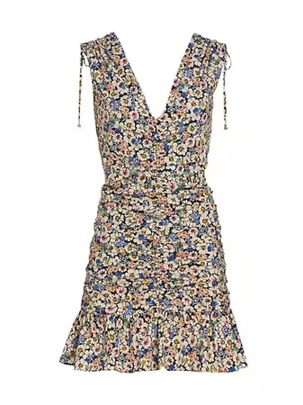 Shop Veronica Beard Jackson Floral Ruched Minidress | Saks Fifth Avenue